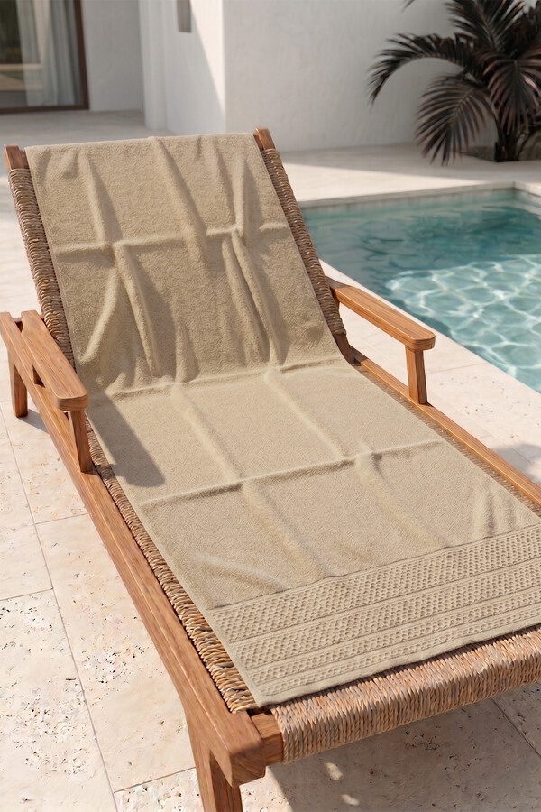 Pamuklu Deniz Havuz Plaj Banyo Havlusu 02 Vizon - Thumbnail