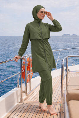 Haliç Mayo - Parachute Full Cover Modest Swimsuit Set 20251 Khaki (1)