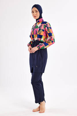 Adasea - Parachute Full Coverage Modest Swimsuit 1501 Dark Navy (1)