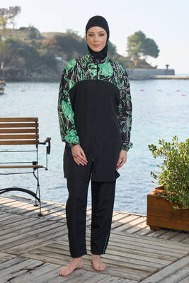 Estiva - Parachute Full Coverage Modest Swimsuit 25961 Black Estiva - Parachute Full Coverage Modest Swimsuit 25961 Black