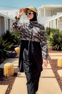 Remsa - Parachute Full Coverage Modest Swimsuit R4806 Safari (1) Remsa - Parachute Full Coverage Modest Swimsuit R4806 Safari (1)