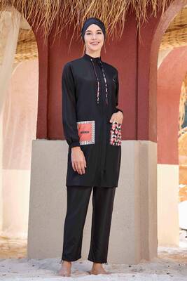 Adasea - Parachute Full Covered Swimwear Hılary 1417 Black Adasea - Parachute Full Covered Swimwear Hılary 1417 Black