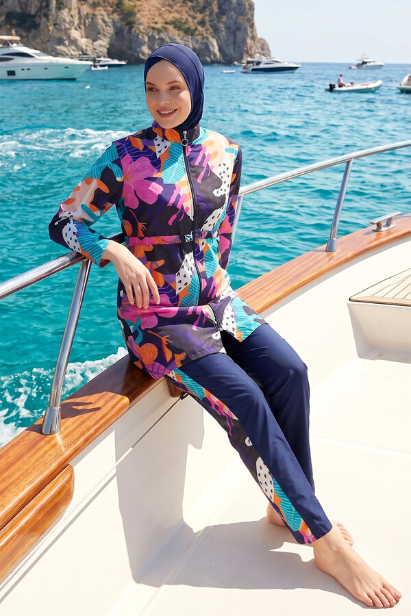 Parachute Fully Covered Burkini R079 Fuchsia - Thumbnail