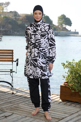 Estiva - Parachute Fully Covered Hijab Swimsuit 25965 Black (1) Estiva - Parachute Fully Covered Hijab Swimsuit 25965 Black (1)