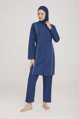 Rozamay - Remsa Swimwear Parachute Fully Covered Hijab Swimsuit Beny 9075 Dark Navy Blue (1)