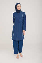 Rozamay - Remsa Swimwear Parachute Fully Covered Hijab Swimsuit Beny 9075 Dark Navy Blue