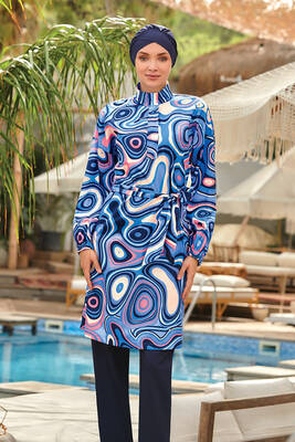 Remsa - Parachute Fully Covered Hijab Swimsuit Felix 1332 Dark Navy Blue Remsa Swimwear Remsa - Parachute Fully Covered Hijab Swimsuit Felix 1332 Dark Navy Blue Remsa Swimwear