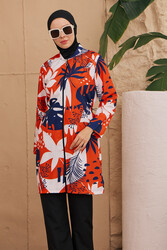 Remsa - Parachute Fully Covered Hijab Swimsuit Patterned Woven 2224-178