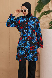 Remsa - Parachute Fully Covered Hijab Swimsuit Patterned Woven 2224-571