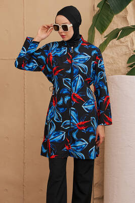 Remsa - Parachute Fully Covered Hijab Swimsuit Patterned Woven 2224-571 Remsa - Parachute Fully Covered Hijab Swimsuit Patterned Woven 2224-571