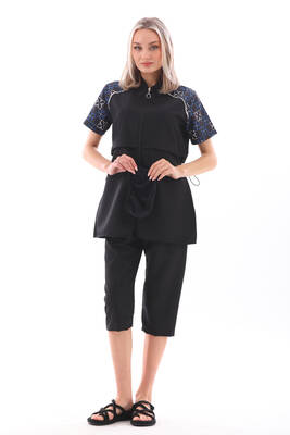 Remsa - Parachute Half-Closed Modest Swimsuit Hera 2408 Black (1) Remsa - Parachute Half-Closed Modest Swimsuit Hera 2408 Black (1)