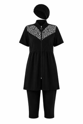 Haliç Mayo - Parachute Print Short-Sleeve Modest Swimwear Set (1)