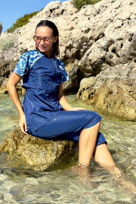 Remsa - Parachute Semi-Covered Tesettür Swimsuit Hera 2408 Navy Blue (1)