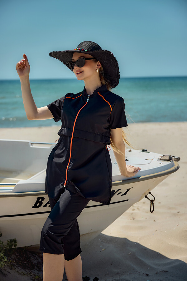 Parachute Short Sleeve Semi-Covered Swimwear Set Nergis - Thumbnail