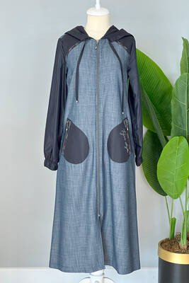 Lale Butik - Paraşüt Kol Detaylı Kot Kap Ceket Hırka 17623