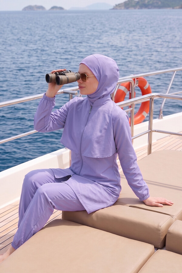 Paraşüt Tam Kapalı Tesettür Mayo 20251 Lila - Thumbnail
