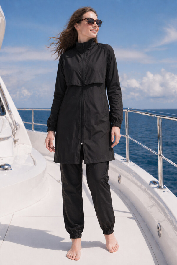 Paraşüt Tam Kapalı Tesettür Mayo 20251 Siyah - Thumbnail