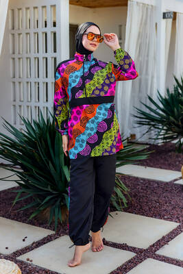 Remsa - Paraşüt Tam Kapalı Tesettür Mayo R4704 Siyah01 (1)