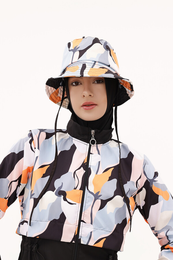 Patterned Bucket Hat RS- Pera Flower Black - Thumbnail