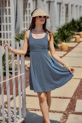 Remsa - Patterned Dress Swimwear Set in Navy (1)