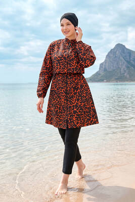 Haliç Mayo - Patterned Full-Cover Modest Swimsuit 04 Black12