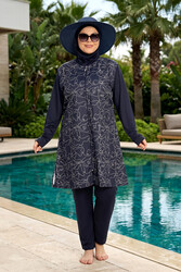 Haliç Mayo - Patterned Full-Cover Swimsuit Set