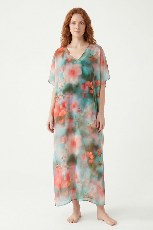 Patterned Kaftan Pareo Cover-Up - Thumbnail