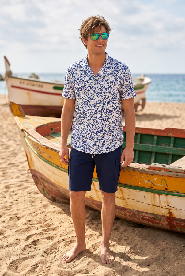 Patterned Short-Sleeve Beach Shirt - Thumbnail