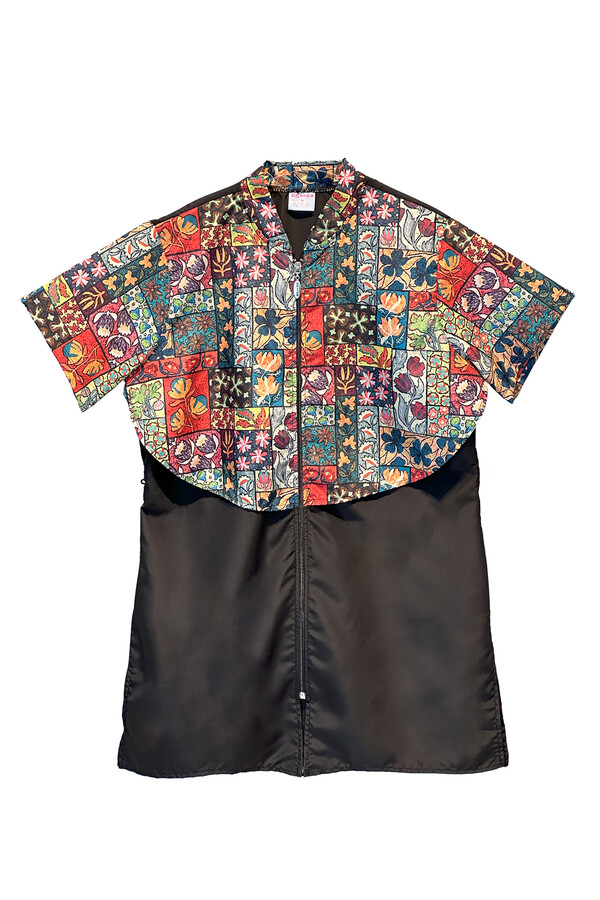Patterned Short-Sleeve Modest Swimwear Set Nurel - Thumbnail