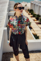 Remsa - Patterned Short-Sleeve Modest Swimwear Set Nurel