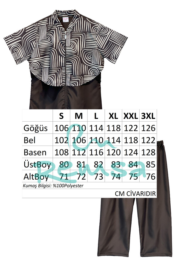 Patterned Short Sleeve Modest Swimwear Set Nurel - Thumbnail