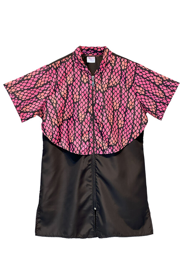 Patterned Short-Sleeve Semi-Covered Swimwear Set - Thumbnail