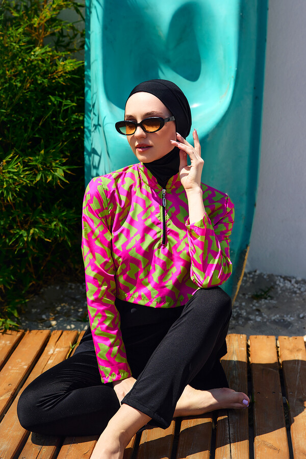 Remsa - Full-Cover Modest Swimwear Set Black/Patterned Remsa Mayo