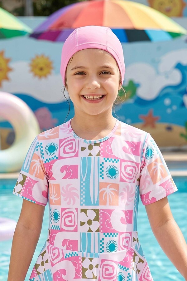 Patterned Three-Piece Swimwear Set - Thumbnail