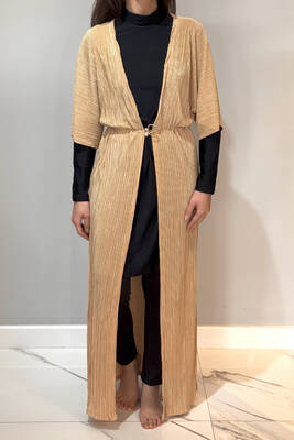 Remsa - Piliseli Kimono Pareo Kaftan Bağlanabilir RPK004 Bej Remsa - Piliseli Kimono Pareo Kaftan Bağlanabilir RPK004 Bej