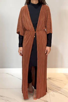 Remsa - Piliseli Kimono Pareo Kaftan Bağlanabilir RPK004 Kahve Remsa - Piliseli Kimono Pareo Kaftan Bağlanabilir RPK004 Kahve