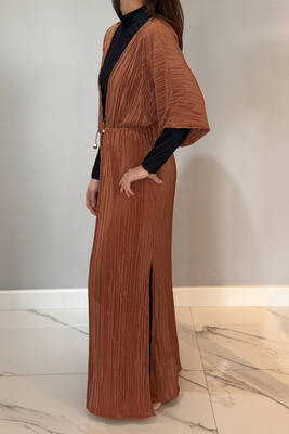 Remsa - Piliseli Kimono Pareo Kaftan Bağlanabilir RPK004 Kahve (1) Remsa - Piliseli Kimono Pareo Kaftan Bağlanabilir RPK004 Kahve (1)