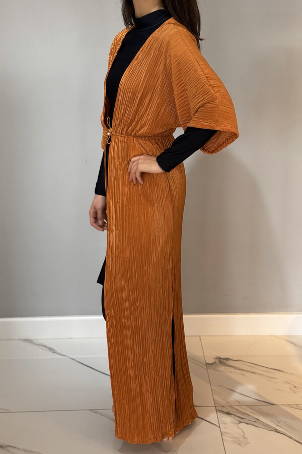 Piliseli Kimono Pareo Caftan Tie-Front RPK004 Taupe - Thumbnail