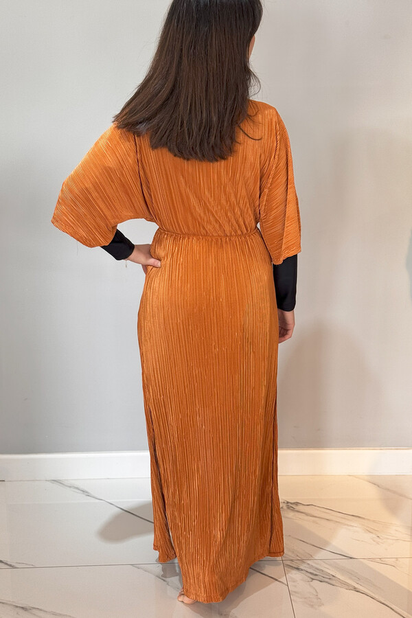 Piliseli Kimono Pareo Caftan Tie-Front RPK004 Taupe - Thumbnail