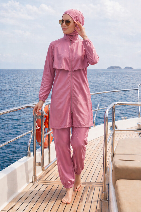 Pink Parachute Full Coverage Modest Swimsuit Set 20251 - Thumbnail