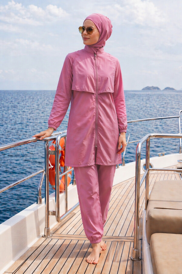 Pink Parachute Full Coverage Modest Swimsuit Set 20251 - Thumbnail