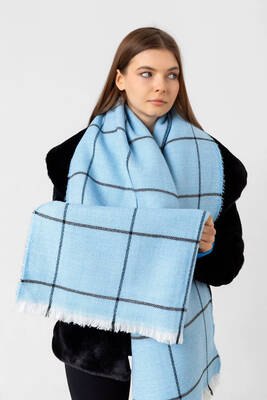 Remsa - Plaid Pattern Scarf Shoulder Shawl 70x180 cm 1210 Blue (1)
