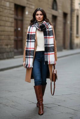 Remsa - Plaid Scarf & Shoulder Wrap 60x180 cm 1263 Black