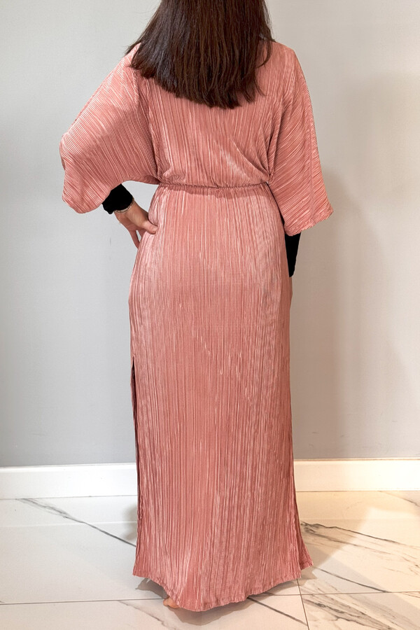 Pleated Kimono Pareo Kaftan with Tie-Belt - Thumbnail