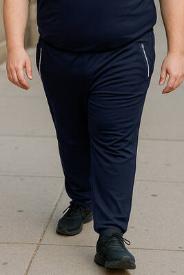 Remsa - Plus-Size Cotton Textured Men's Sweatpants Navy