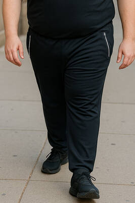 Remsa - Plus-size Cotton Textured Sweatpants 24702 Black (1)