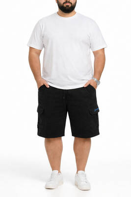 Remsa - Plus Size Erkek Kargo Cepli Cotton Kapri 0781 Black (1)