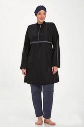 Adasea - Plus Size Full Coverage Burkini Morgan Battal 1427 Black