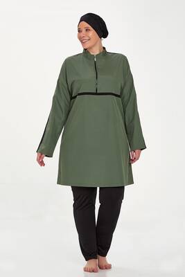 Adasea - Plus Size Full Coverage Burkini Morgan Battal 1427 Khaki (1) Adasea - Plus Size Full Coverage Burkini Morgan Battal 1427 Khaki (1)