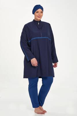 Adasea - Plus Size Full Coverage Modest Burkini Morgan Battal 1427 Dark Navy (1)